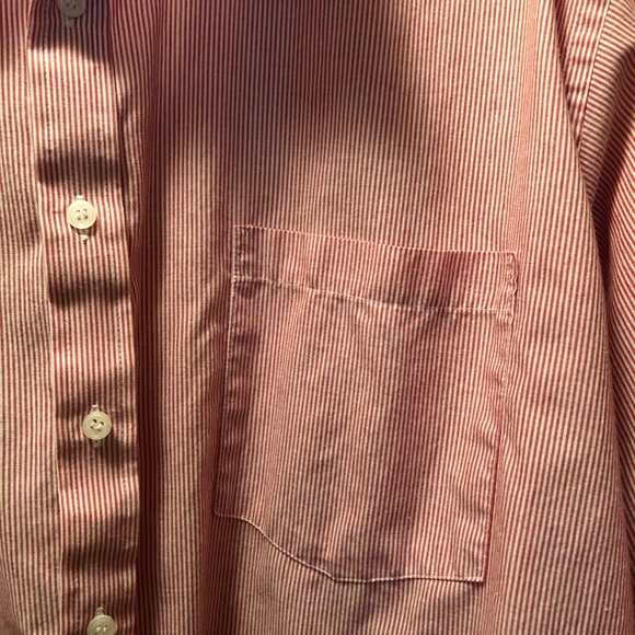 Men's Red & White Thin Striped Dress Shirt Adams Row Size 18 Neck, 35/36 Sleeve - Picture 5 of 8
